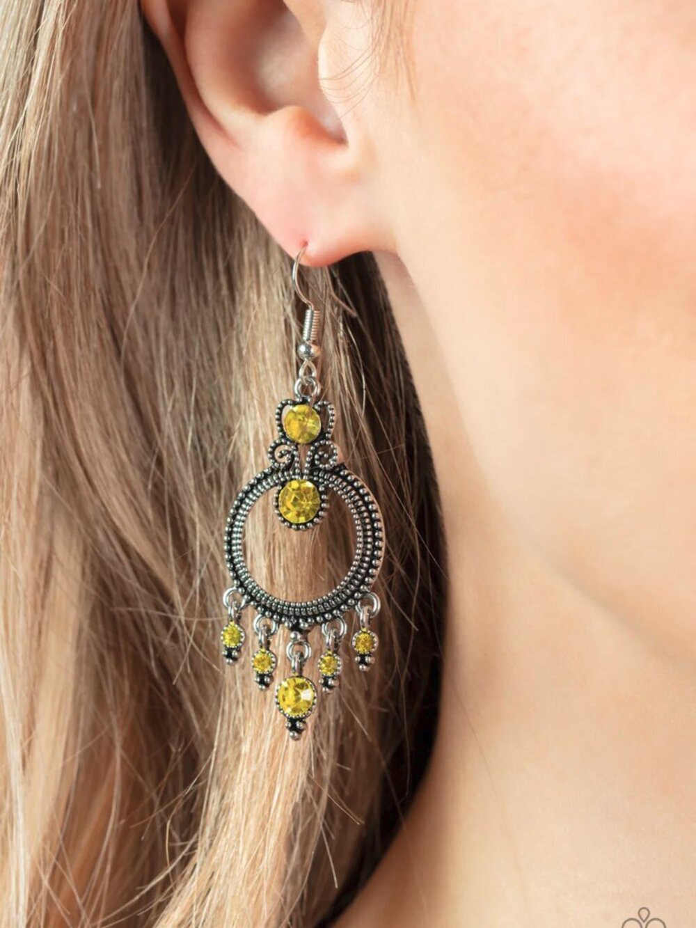 Paparazzi Jewelry Accessories - Palace Politics - Yellow Earrings - Vintage